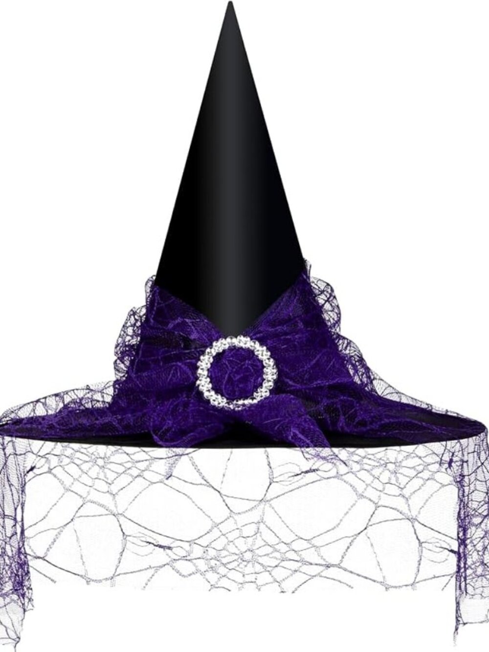 Edoneery Halloween Witch Hat for Women, Mesh Lace Cosplay Costume Accessory